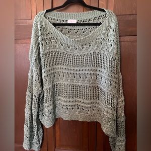 Pink Lily. Green Light Weight Knit Sweater. Size XL